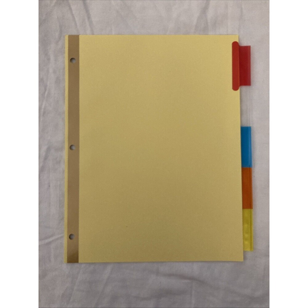 Unbranded 11”x8.5” Paper Yellow Binder Divider | Full Set (5 Sheets)